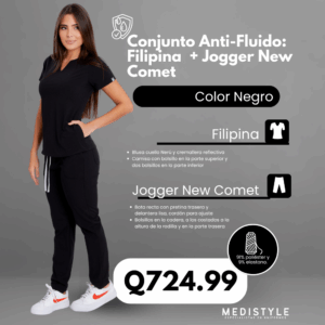 Conjunto Anti-Fluido: Blusa New Moon + Jogger New Comet - Color Negro